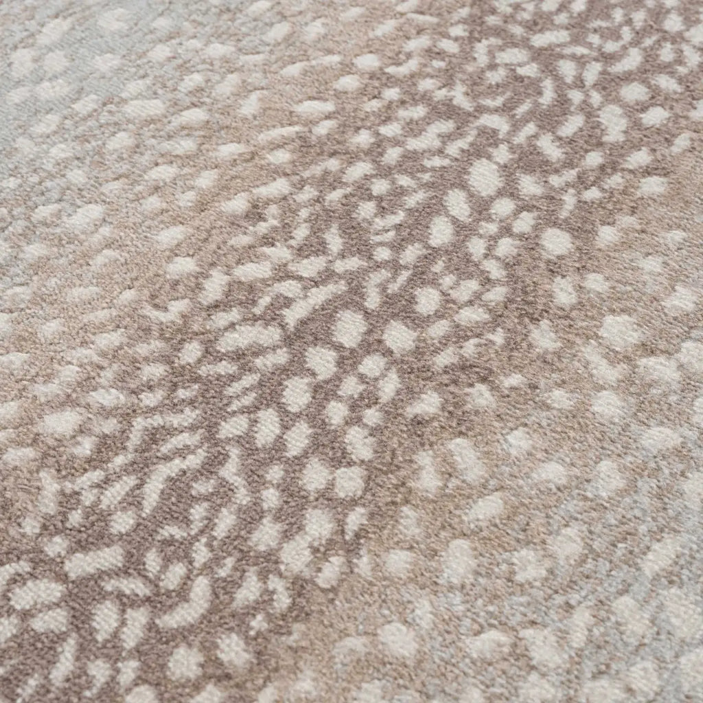 Leopard Print Rug in Tan and Gray, Machine Woven from 100%