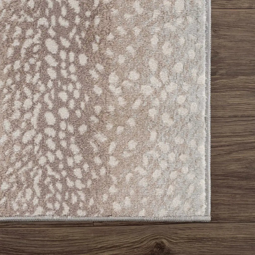 Leopard Print Rug in Tan and Gray, Machine Woven from 100%