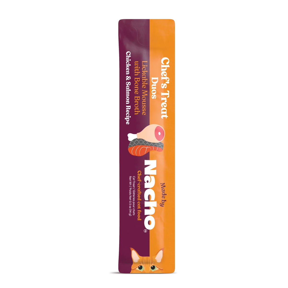 Lickable Cat Treats in a Chicken and Salmon Mousse Duo with Bone Broth, 12-Pack Handheld Packets