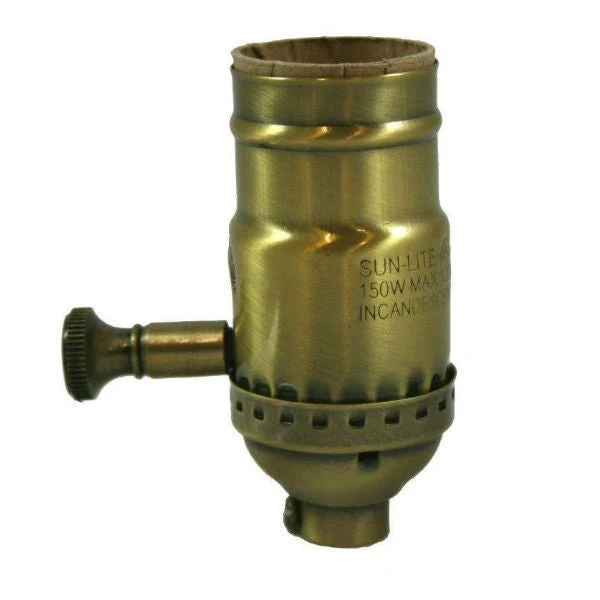 Light Socket with Full Range Turn-Knob Dimmer, Antique Brass Finish and Medium E26 Base · Lamp Sockets