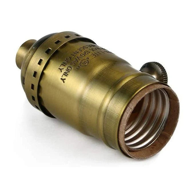 Light Socket with Full Range Turn-Knob Dimmer, Antique Brass Finish and Medium E26 Base · Lamp Sockets