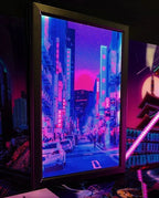 Lightbox Picture Frame for 16 x 24 Inch Artwork with Built-In LED Lighting and a Black Snap-Open Border
