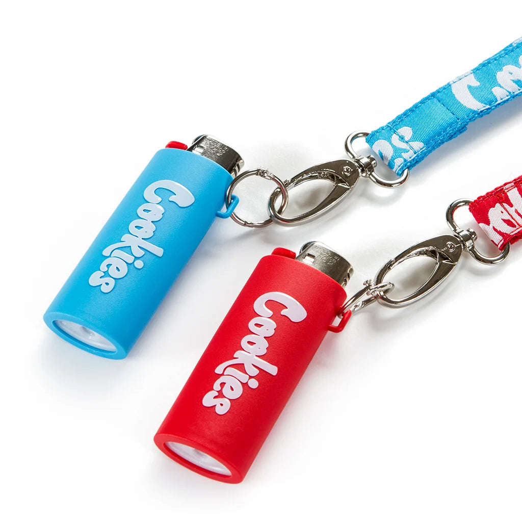 Lighter Holder with Short Lanyard in Blue or Red, Compact Everyday Carry Accessory for Keeping a Lighter Close
