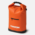 Lightweight Backpack Cooler with a Roll-Top Opening and Adjustable Air Valve for Hands-Free River Days — Quest Orange