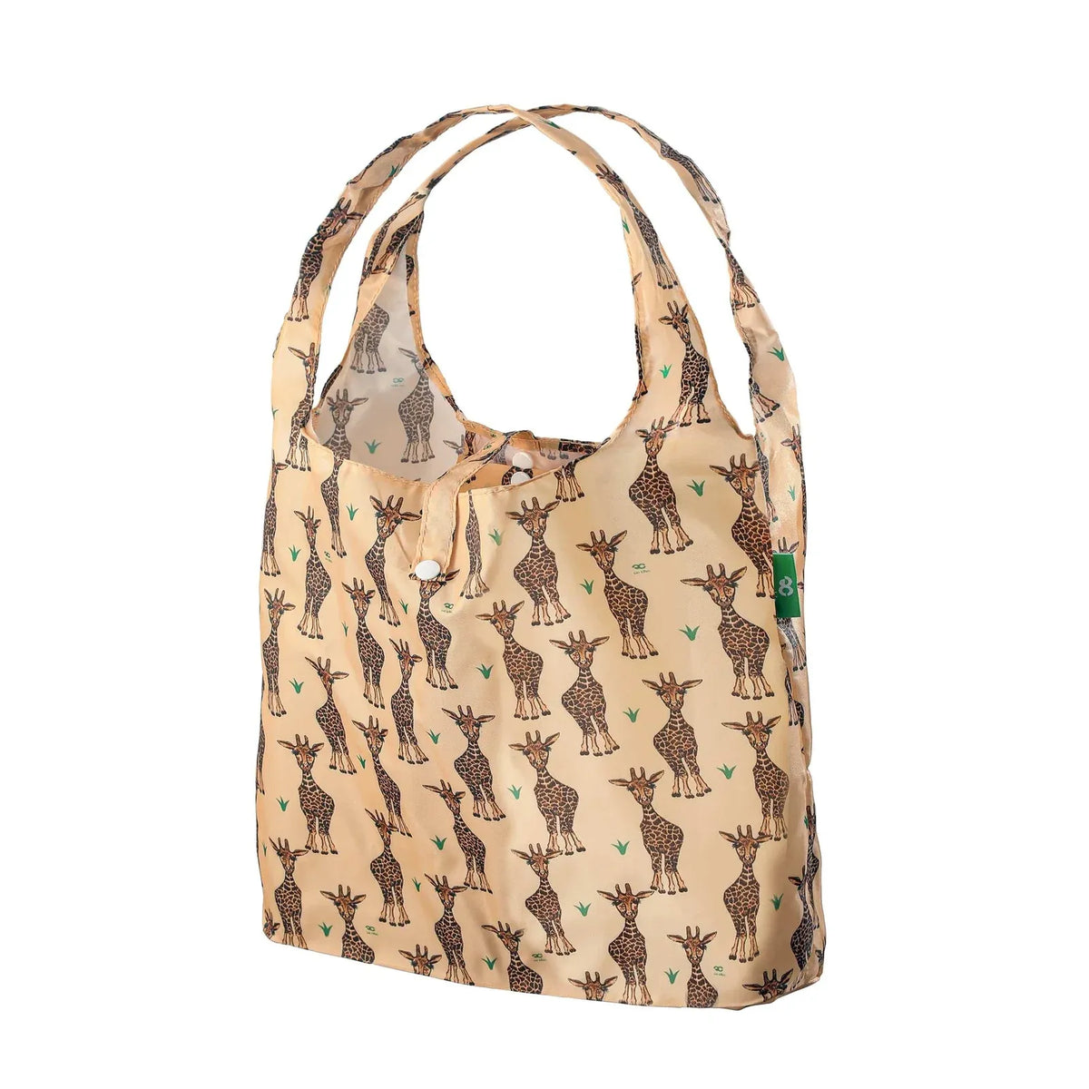Lightweight Reusable Shopping Bag in Beige Giraffe Print That