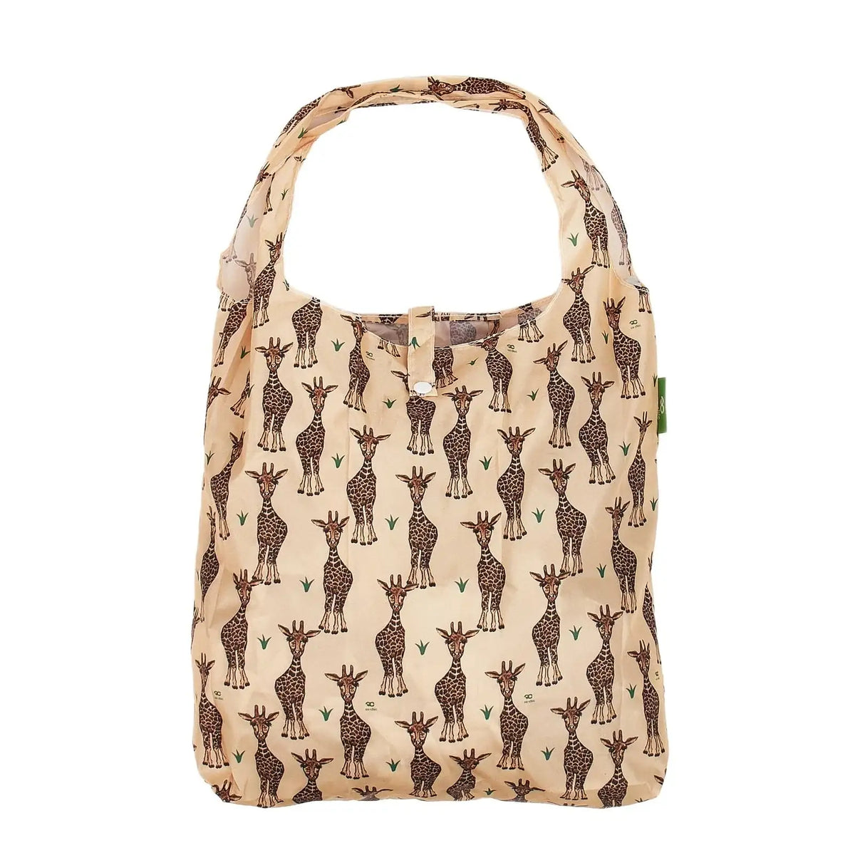 Lightweight Reusable Shopping Bag in Beige Giraffe Print That