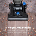 Lightweight Upright Vacuum Cleaner for Carpet and Hard Floors with Five Height Settings and a 12-Inch Path