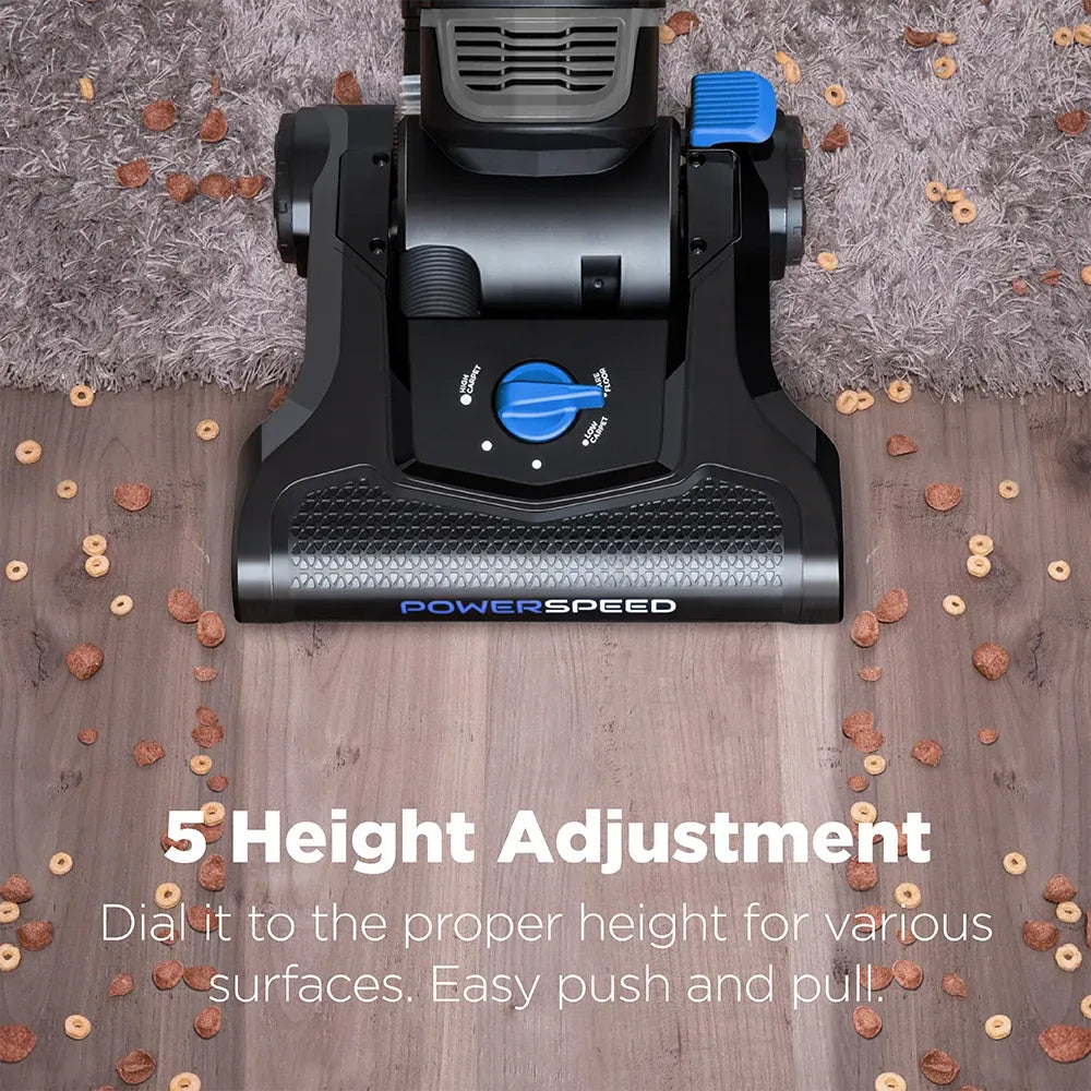 Lightweight Upright Vacuum Cleaner for Carpet and Hard Floors with Five Height Settings and a 12-Inch Path