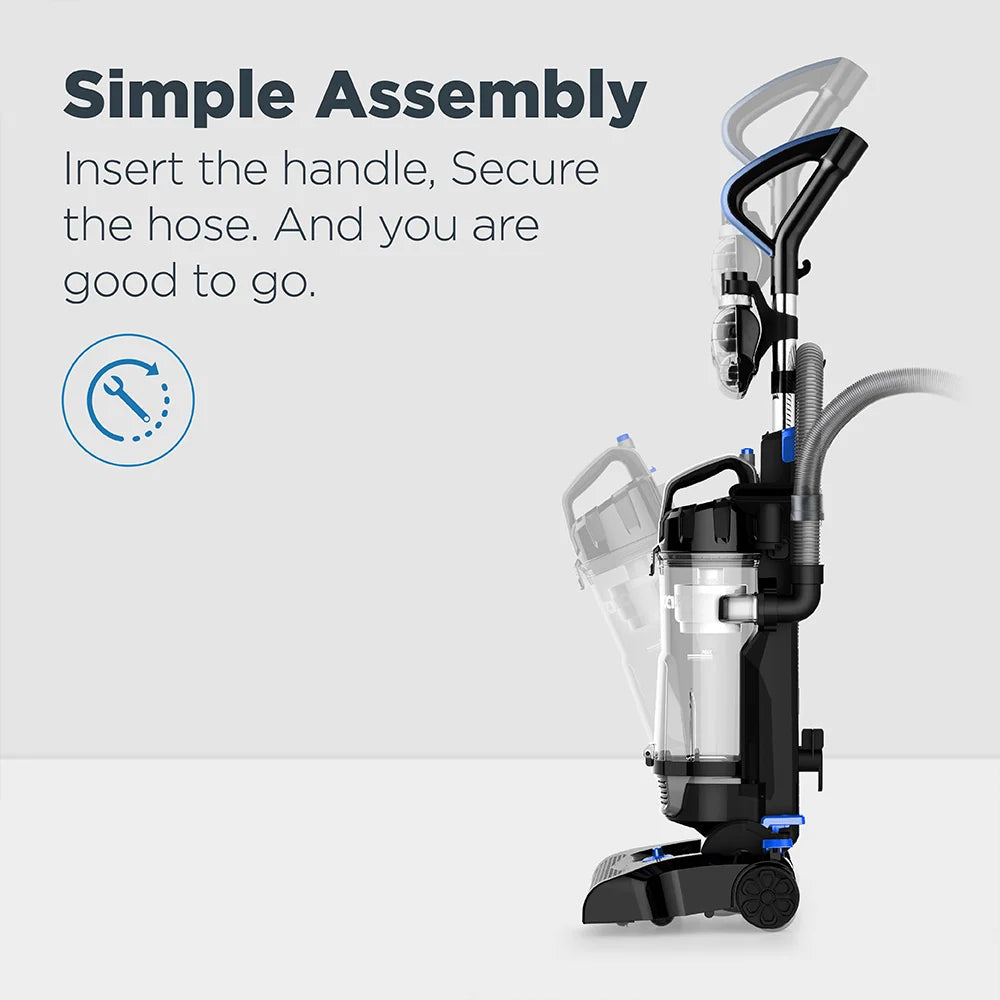 Lightweight Upright Vacuum Cleaner for Carpet and Hard Floors with Five Height Settings and a 12-Inch Path