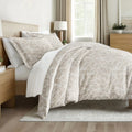 Linear Leaves Duvet Cover Set in Taupe