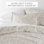Linear Leaves Duvet Cover Set in Taupe