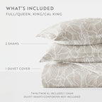 Linear Leaves Duvet Cover Set in Taupe
