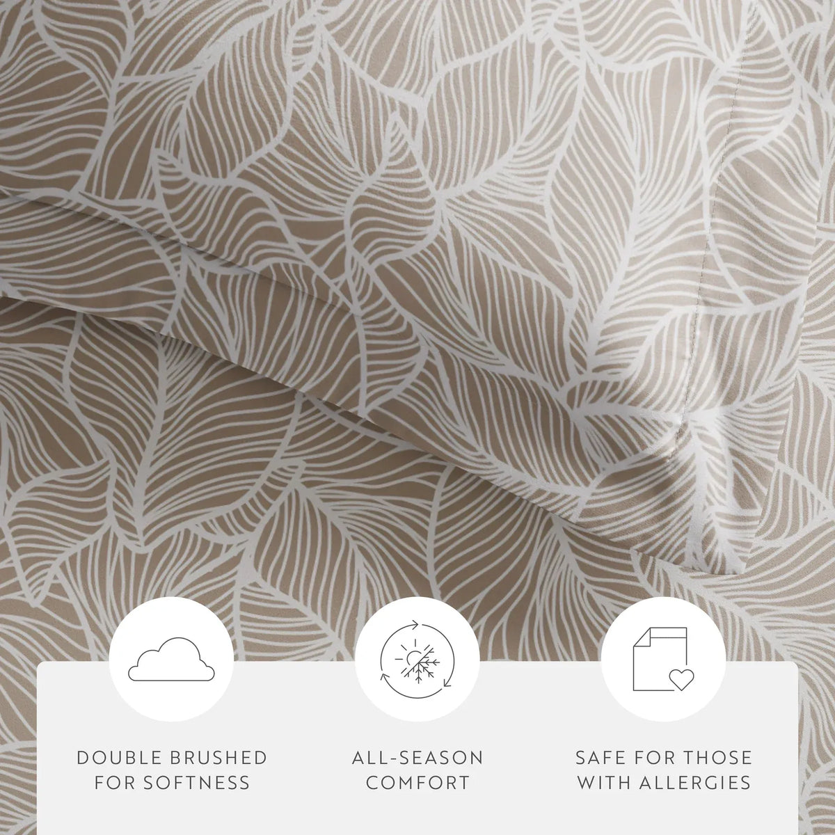 Linear Leaves Duvet Cover Set in Taupe