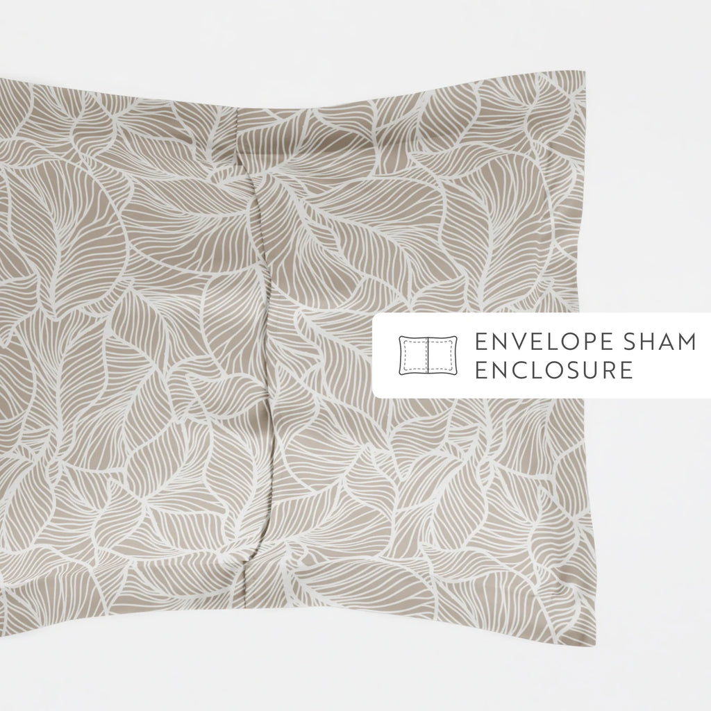 Linear Leaves Duvet Cover Set in Taupe