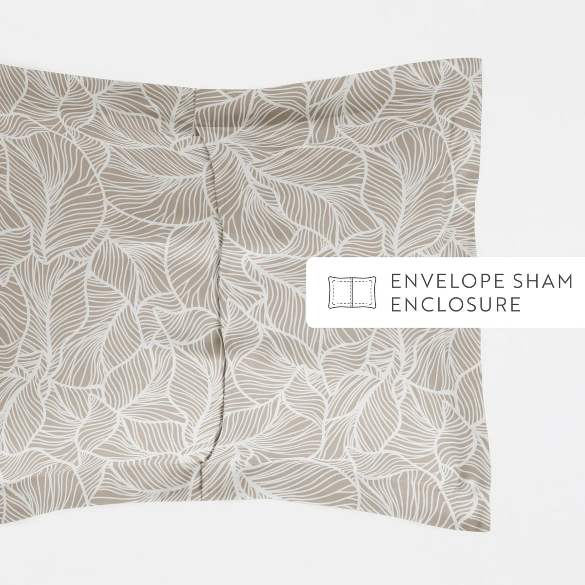 Linear Leaves Duvet Cover Set in Taupe
