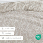 Linear Leaves Duvet Cover Set in Taupe