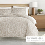 Linear Leaves Duvet Cover Set in Taupe