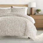 Linear Leaves Duvet Cover Set in Taupe