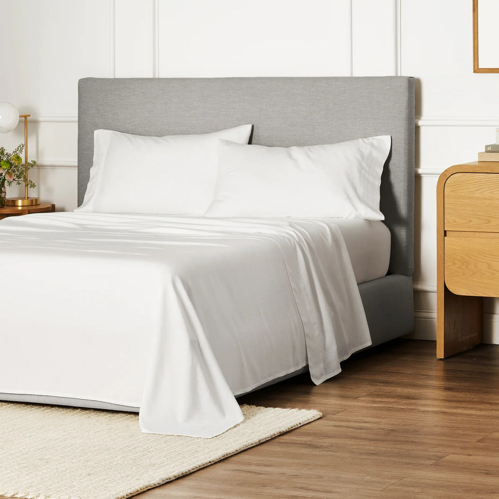 Linen Eucalyptus Sheet Set in White with Breathable Lightweight Comfort and Twin to California King Sizes