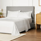 Linen Eucalyptus Sheet Set in White with Breathable Lightweight Comfort and Twin to California King Sizes