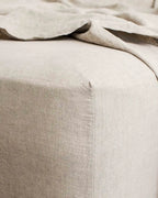 Linen Fitted Sheet in Natural, Pre-Washed European Flax Linen