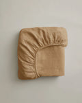 Linen Fitted Sheet in Sand with Continuous Elastic, Pre-Washed Softness and Queen or King Size