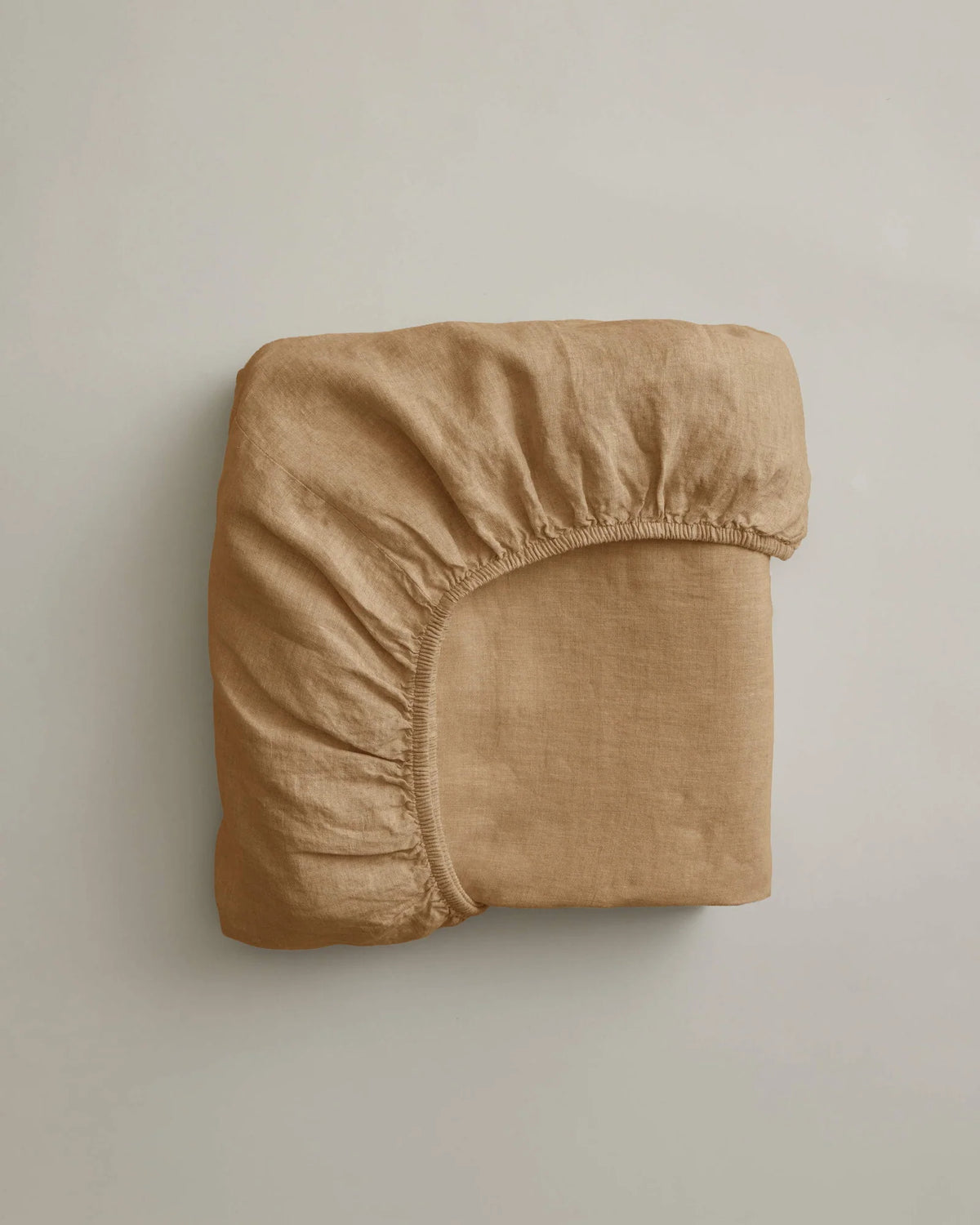 Linen Fitted Sheet in Sand with Continuous Elastic, Pre-Washed Softness and Queen or King Size
