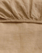 Linen Fitted Sheet in Sand with Continuous Elastic, Pre-Washed Softness and Queen or King Size