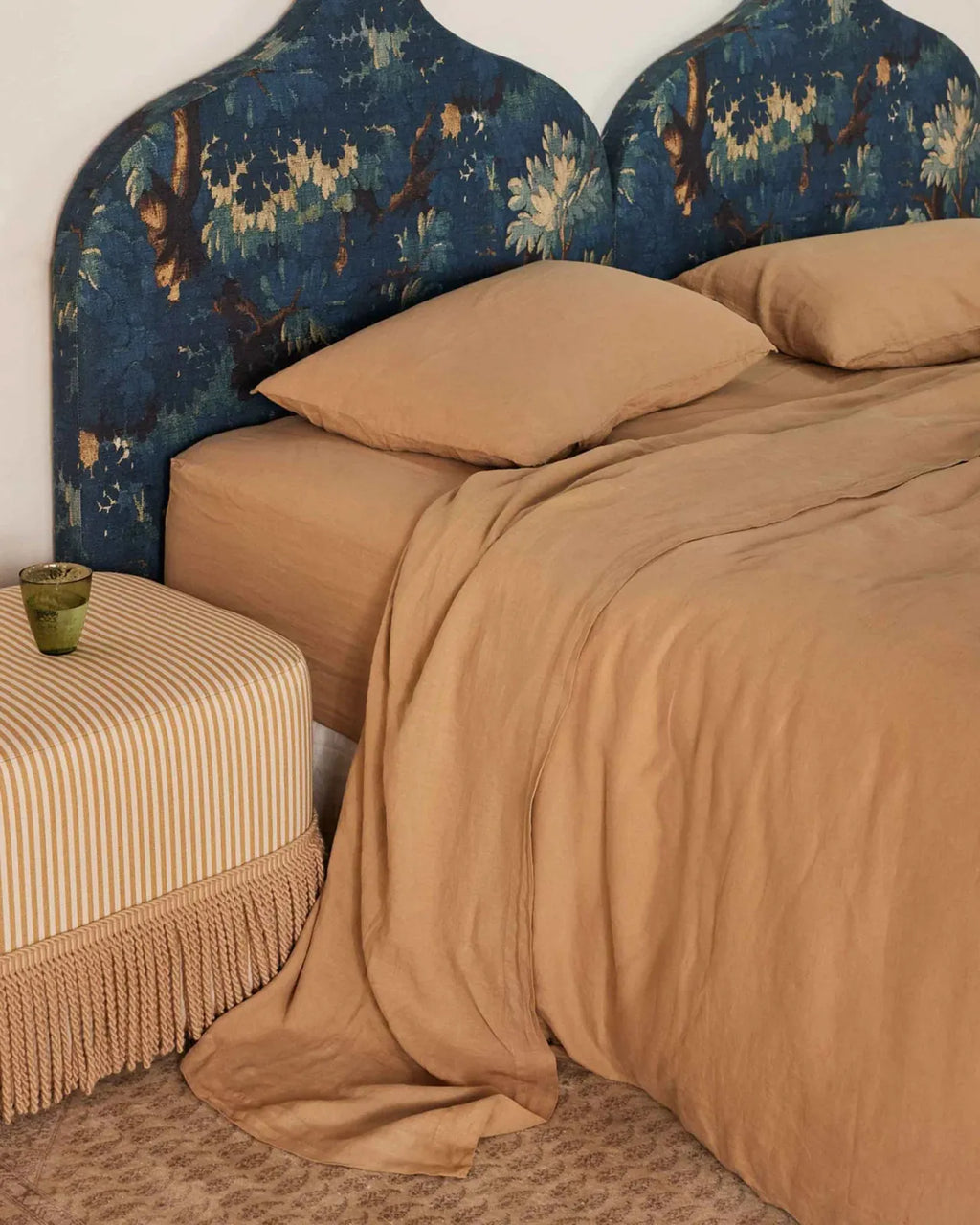 Linen Fitted Sheet in Sand with Continuous Elastic, Pre-Washed Softness and Queen or King Size
