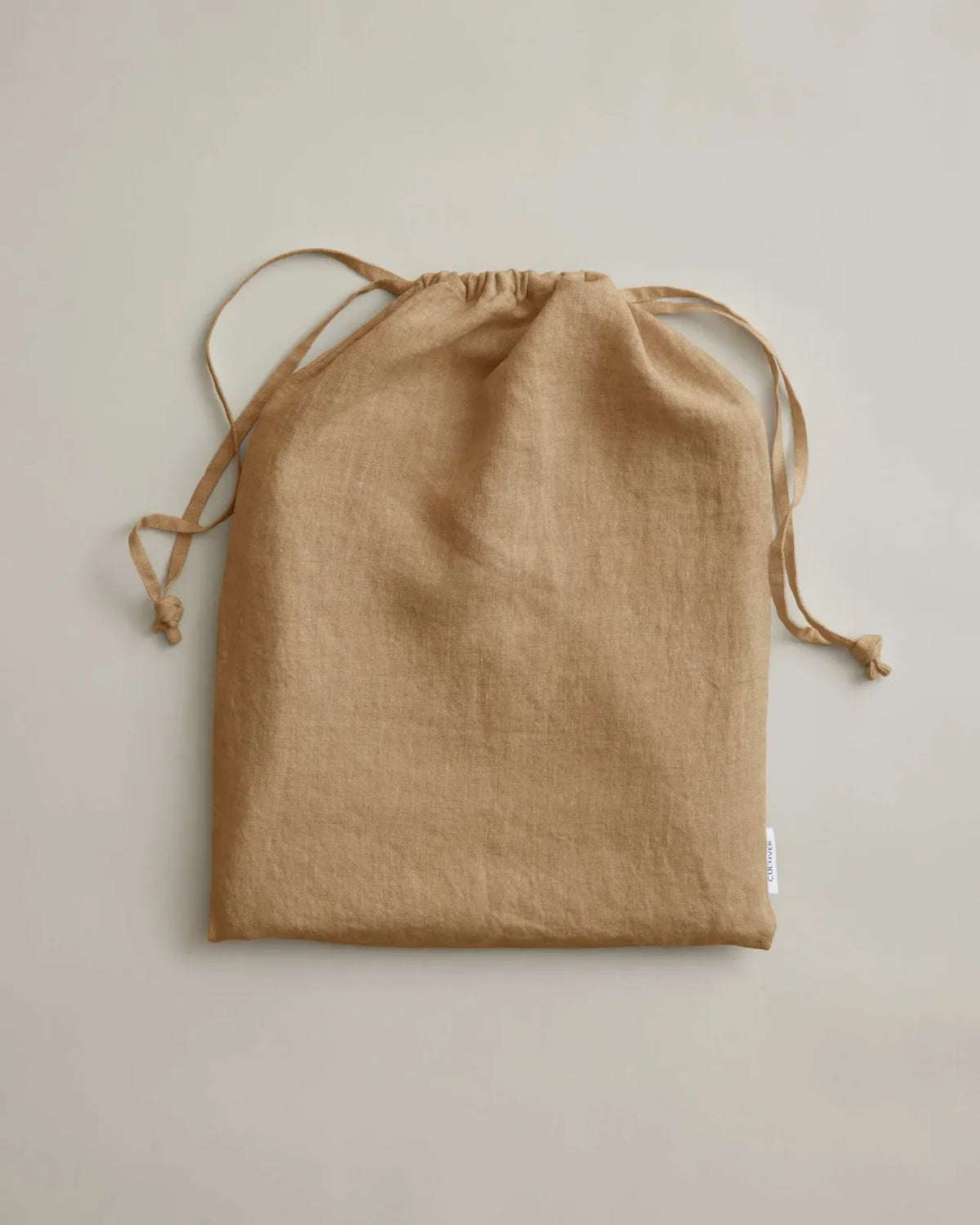 Linen Fitted Sheet in Sand with Continuous Elastic, Pre-Washed Softness and Queen or King Size