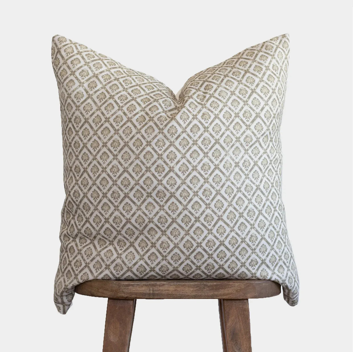 Linen Pillow Cover with Earthy Geometric Pattern, Single-Sided Design, 18, 20, 22 or 26 Inch Sizes