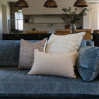 Linen Pillow Cover with Earthy Geometric Pattern, Single-Sided Design, 18, 20, 22 or 26 Inch Sizes