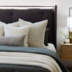 Linen Pillow Cover with Earthy Geometric Pattern, Single-Sided Design, 18, 20, 22 or 26 Inch Sizes