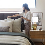 Linen Pillow Cover with Earthy Geometric Pattern, Single-Sided Design, 18, 20, 22 or 26 Inch Sizes