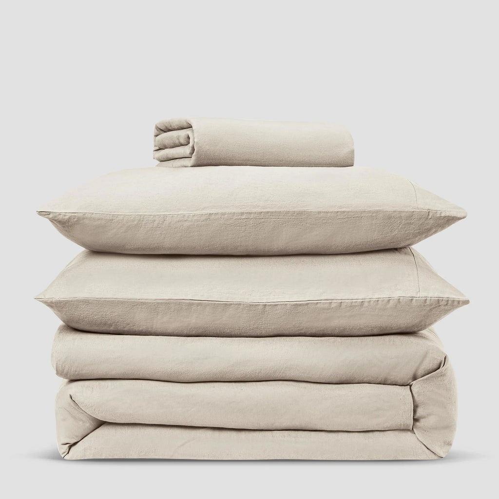 Linen Pillowcases in Oatmeal, a Prewashed Pair of 100% European