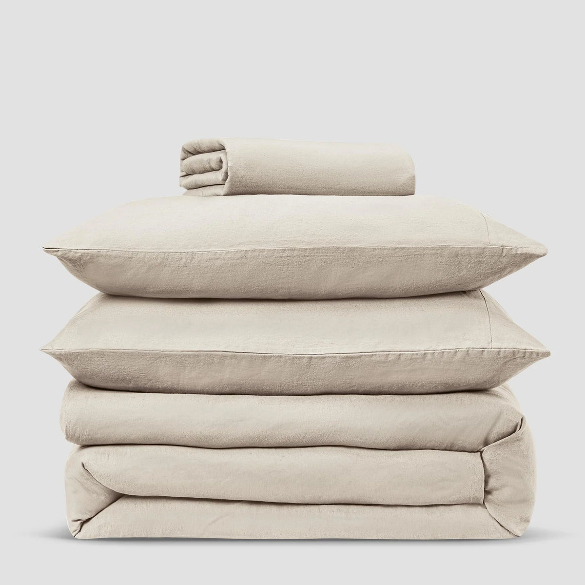 Linen Pillowcases in Oatmeal, a Prewashed Pair of 100% European