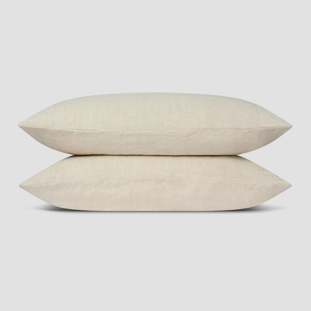 Linen Pillowcases in Oatmeal, a Prewashed Pair of 100% European