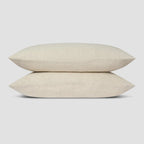 Linen Pillowcases in Oatmeal, a Prewashed Pair of 100% European