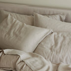 Linen Pillowcases in Oatmeal, a Prewashed Pair of 100% European