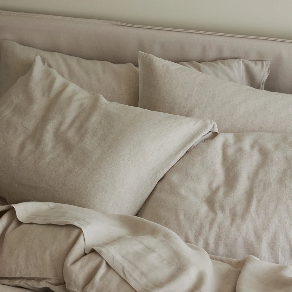 Linen Pillowcases in Oatmeal, a Prewashed Pair of 100% European