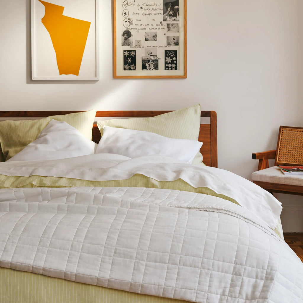 Linen Sheet Set in Dried Grass with 100% European Flax, Garment-Washed Softness, and Full to Cali King Sizes