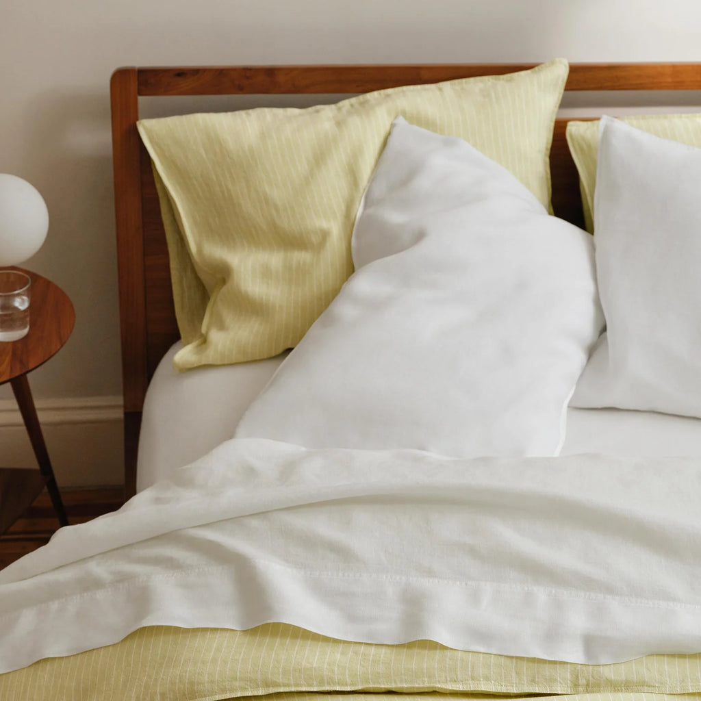 Linen Sheet Set in Dried Grass with 100% European Flax, Garment-Washed Softness, and Full to Cali King Sizes