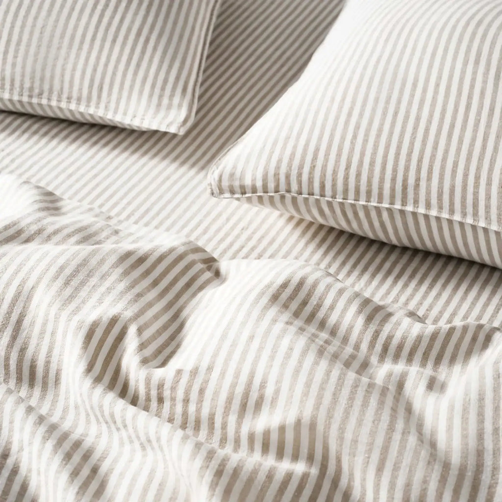 Linen Sheet Set in Dried Grass with 100% European Flax, Garment-Washed Softness, and Full to Cali King Sizes