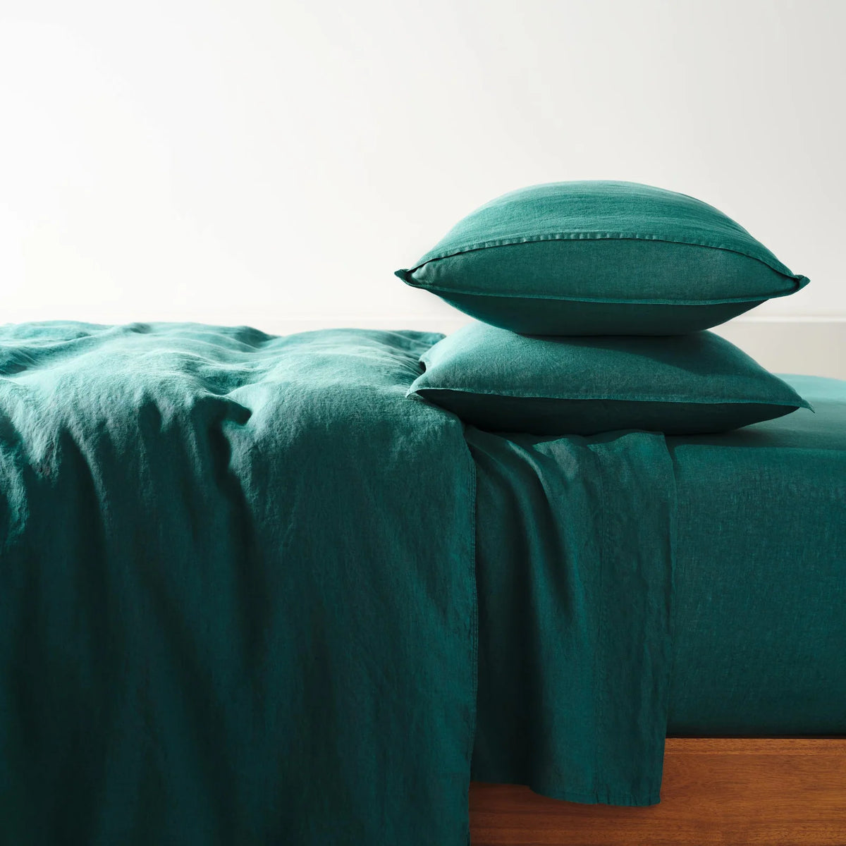 Linen Sheet Set in Dried Grass with 100% European Flax, Garment-Washed Softness, and Full to Cali King Sizes
