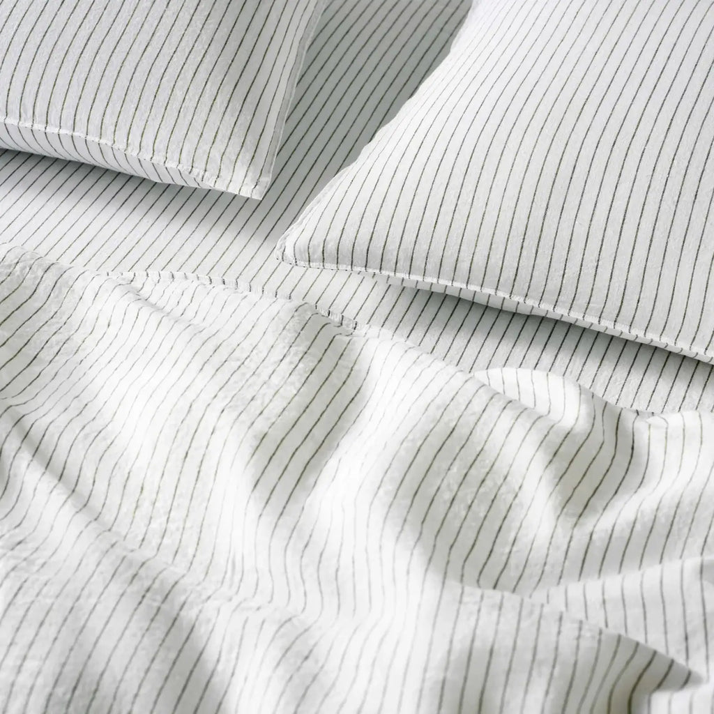 Linen Sheet Set in Dried Grass with 100% European Flax, Garment-Washed Softness, and Full to Cali King Sizes