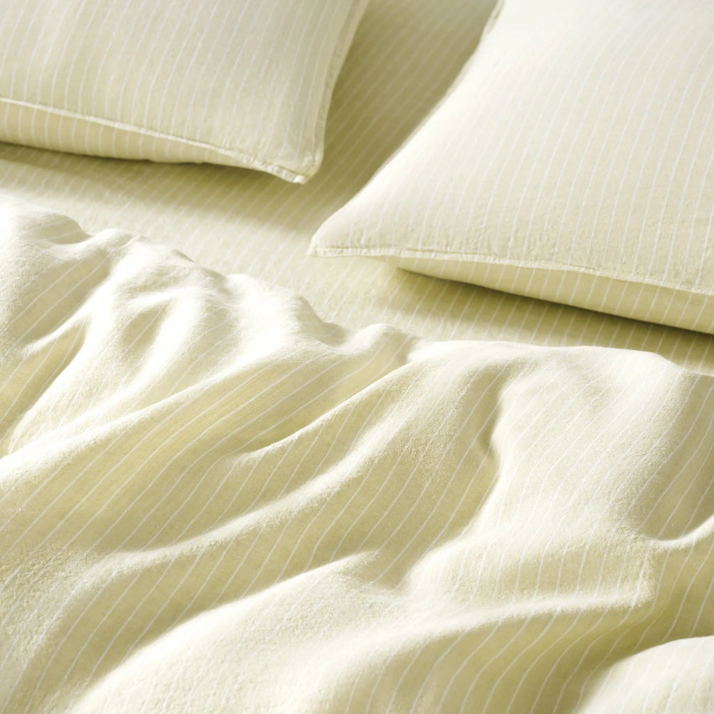 Linen Sheet Set in Dried Grass with 100% European Flax, Garment-Washed Softness, and Full to Cali King Sizes