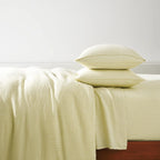Linen Sheet Set in Dried Grass with 100% European Flax, Garment-Washed Softness, and Full to Cali King Sizes