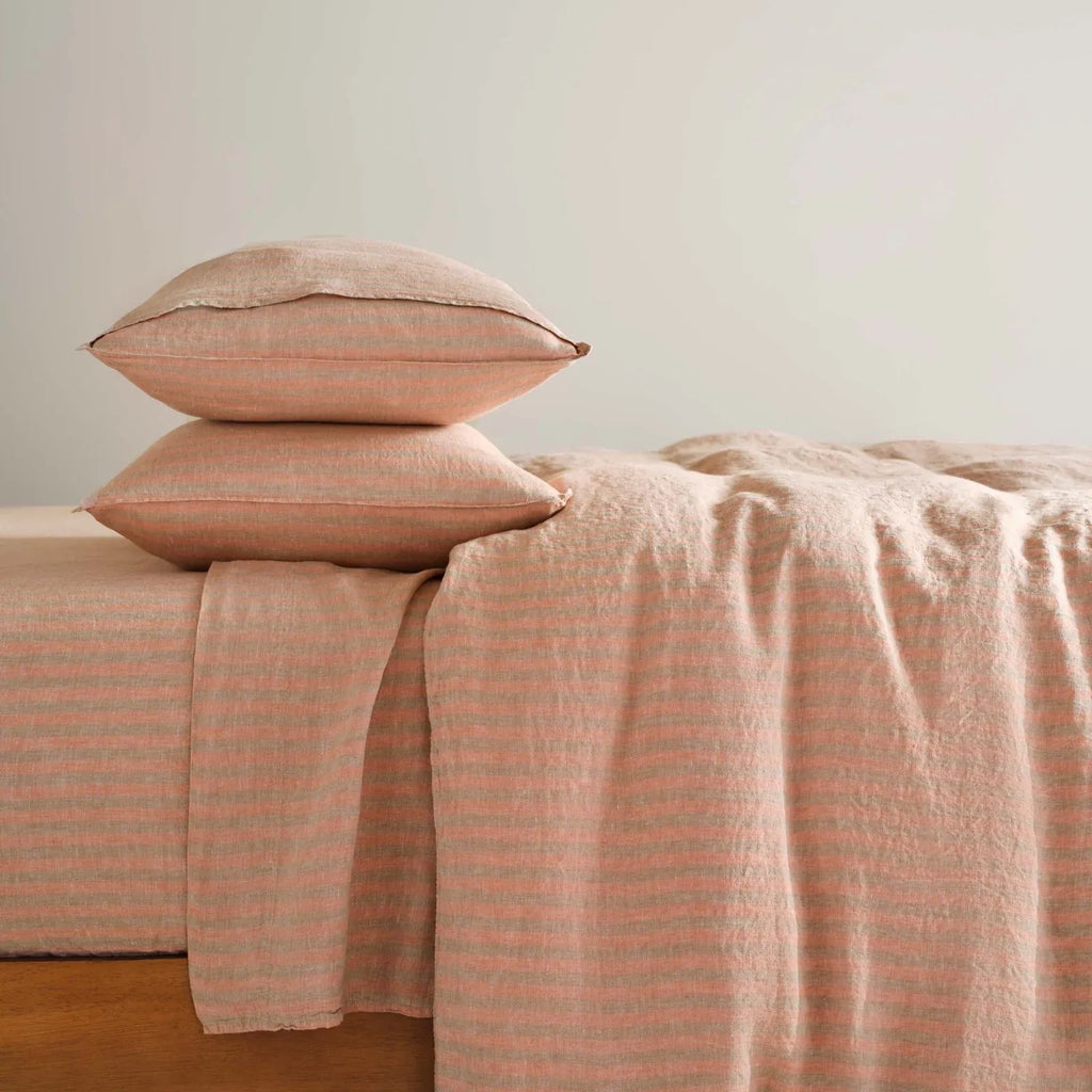 Linen Sheet Set in Dried Grass with 100% European Flax, Garment-Washed Softness, and Full to Cali King Sizes