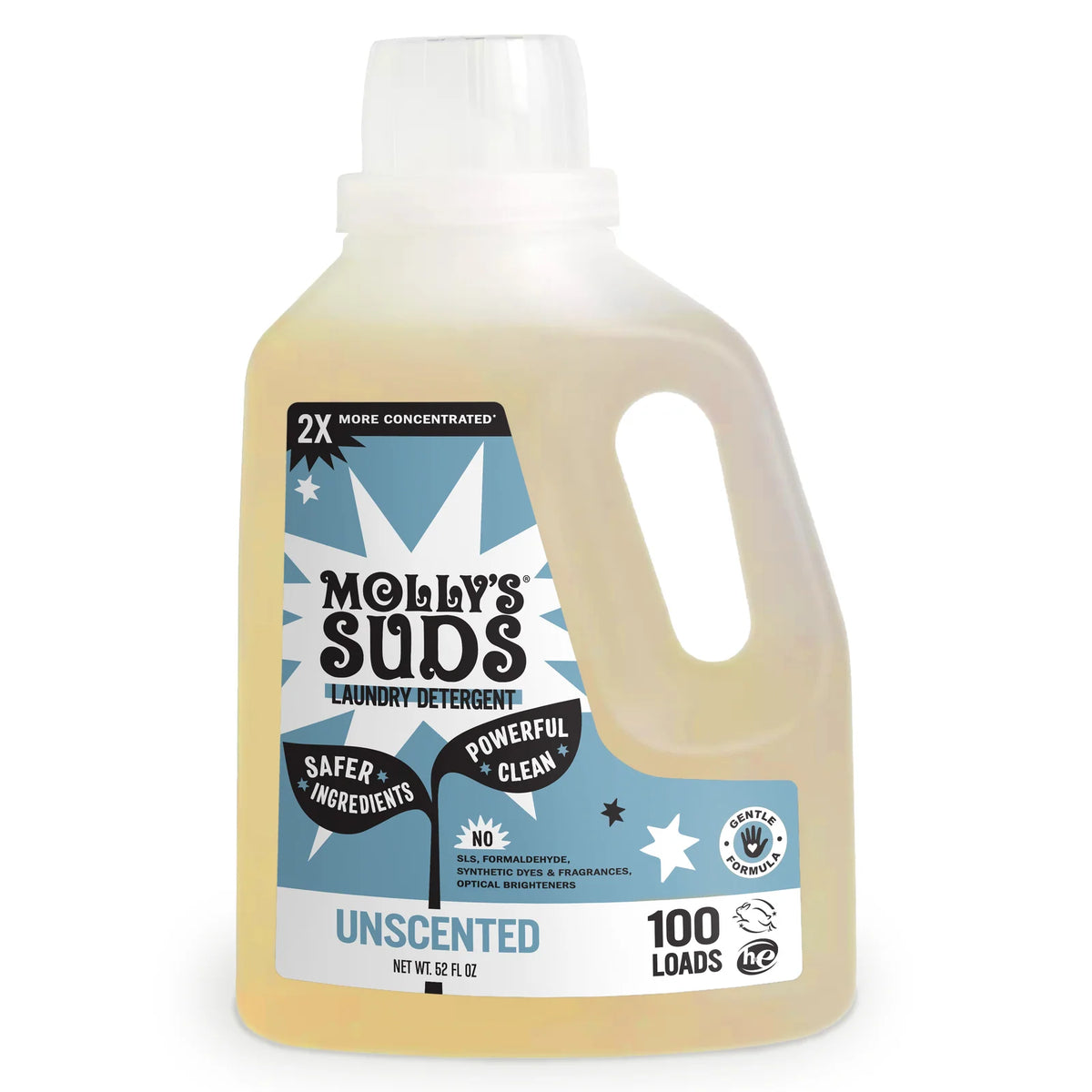 Liquid Laundry Detergent, 2X Concentrated Formula for Sensitive Skin and 100 or 200 Load Washing