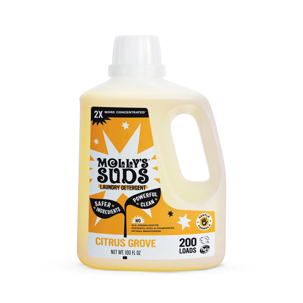 Liquid Laundry Detergent, 2X Concentrated Formula for Sensitive Skin and 100 or 200 Load Washing — Citrus Grove / 200 Load